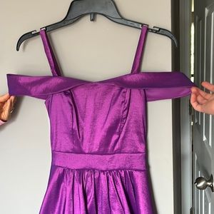 Purple hi-low prom dress